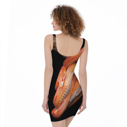 Corn Snake Print Sleeveless Bodycon Dress