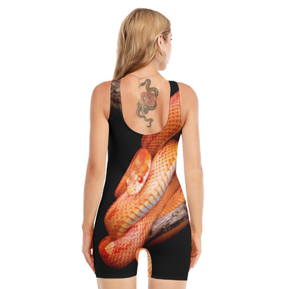 Corn Snake Print Sleeveless One Piece Swimsuit