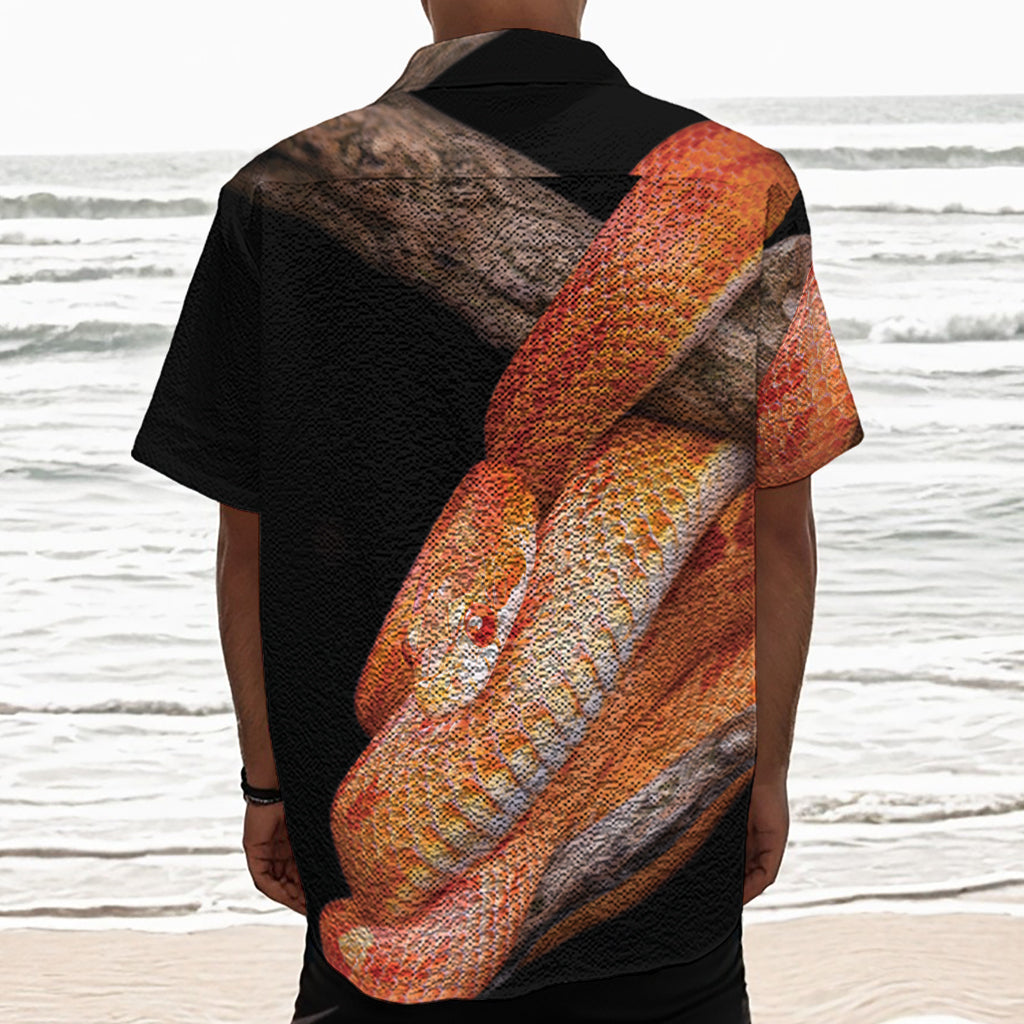 Corn Snake Print Textured Short Sleeve Shirt