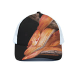 Corn Snake Print White Mesh Trucker Cap