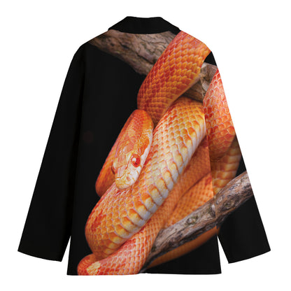 Corn Snake Print Women's Cotton Blazer