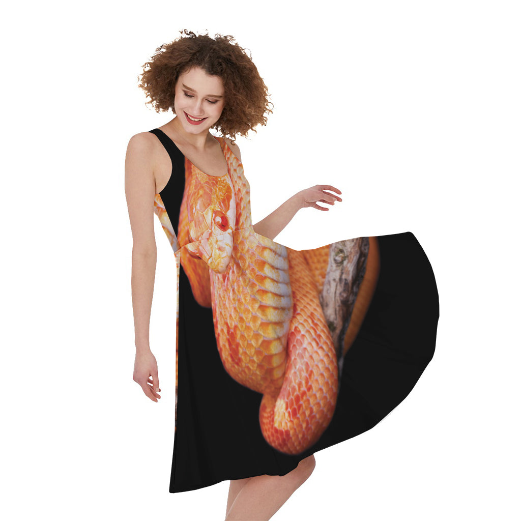 Corn Snake Print Women's Sleeveless Dress