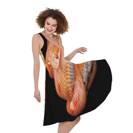 Corn Snake Print Women's Sleeveless Dress