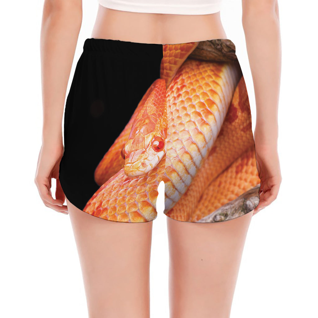 Corn Snake Print Women's Split Running Shorts