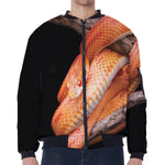 Corn Snake Print Zip Sleeve Bomber Jacket