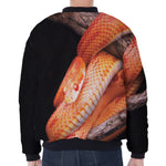 Corn Snake Print Zip Sleeve Bomber Jacket