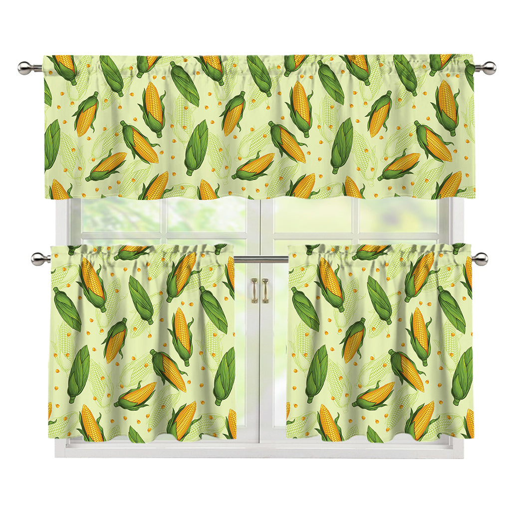 Corncob Pattern Print 3 Piece Kitchen Curtains