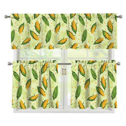 Corncob Pattern Print 3 Piece Kitchen Curtains