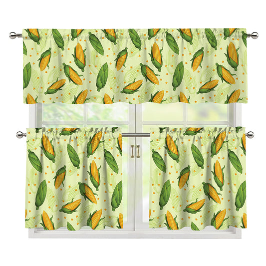 Corncob Pattern Print 3 Piece Kitchen Curtains