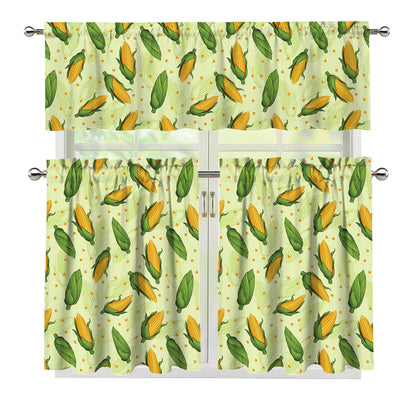 Corncob Pattern Print 3 Piece Kitchen Curtains