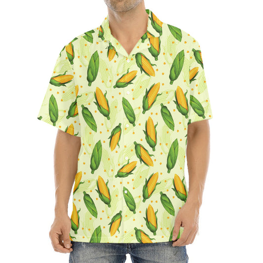 Corncob Pattern Print Aloha Shirt