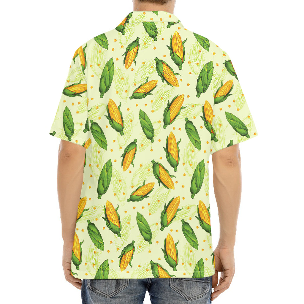 Corncob Pattern Print Aloha Shirt