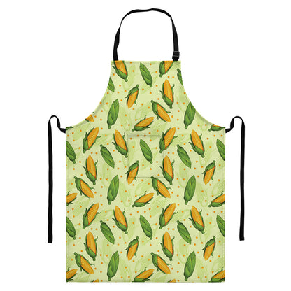Corncob Pattern Print Bib Apron With Pocket