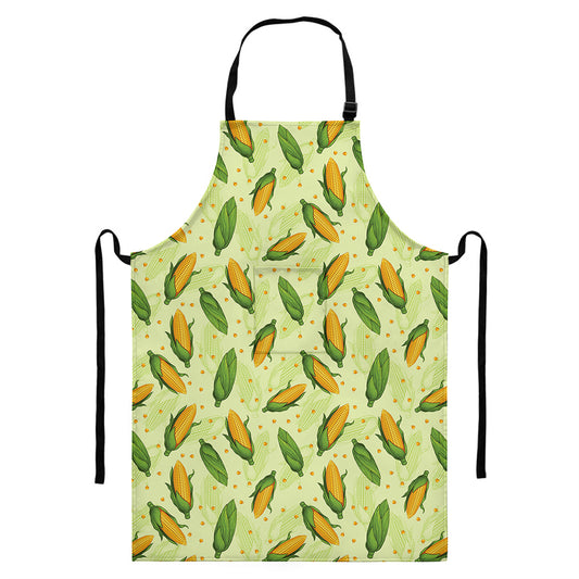 Corncob Pattern Print Bib Apron With Pocket