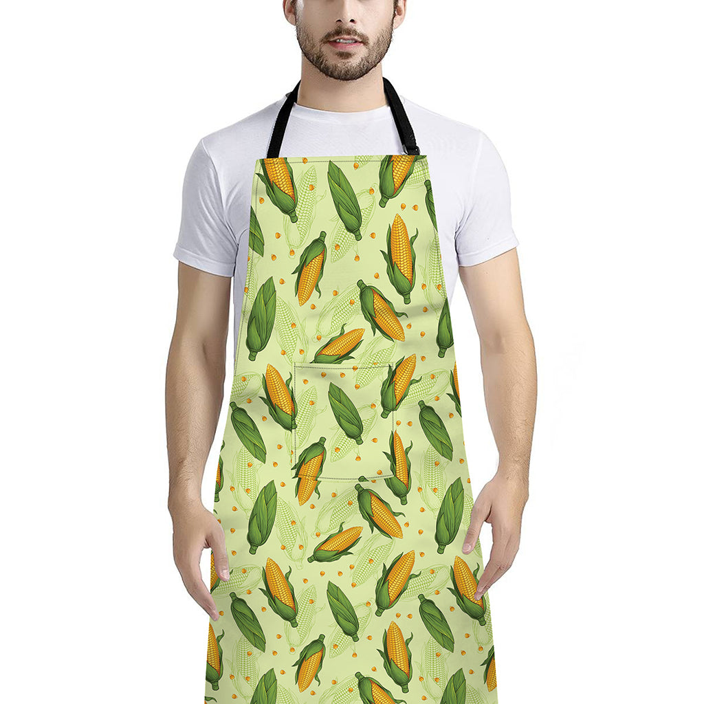 Corncob Pattern Print Bib Apron With Pocket