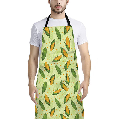 Corncob Pattern Print Bib Apron With Pocket
