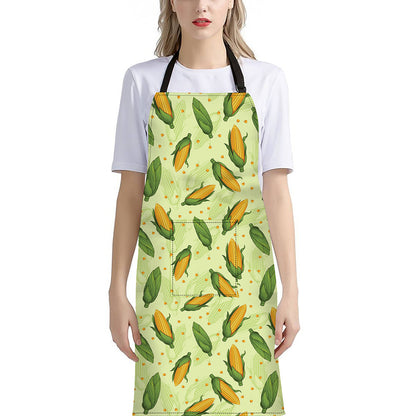 Corncob Pattern Print Bib Apron With Pocket