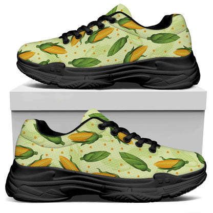 Corncob Pattern Print Black Chunky Shoes