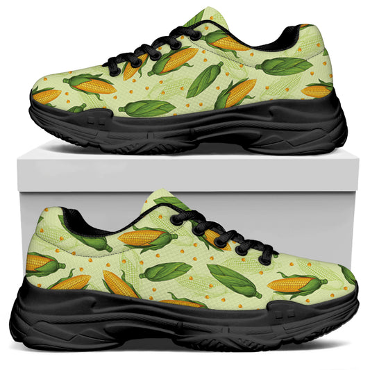 Corncob Pattern Print Black Chunky Shoes