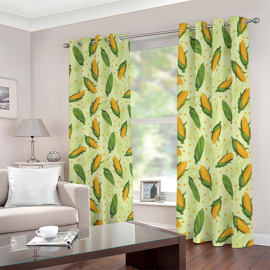 Corncob Pattern Print Blackout Grommet Curtains