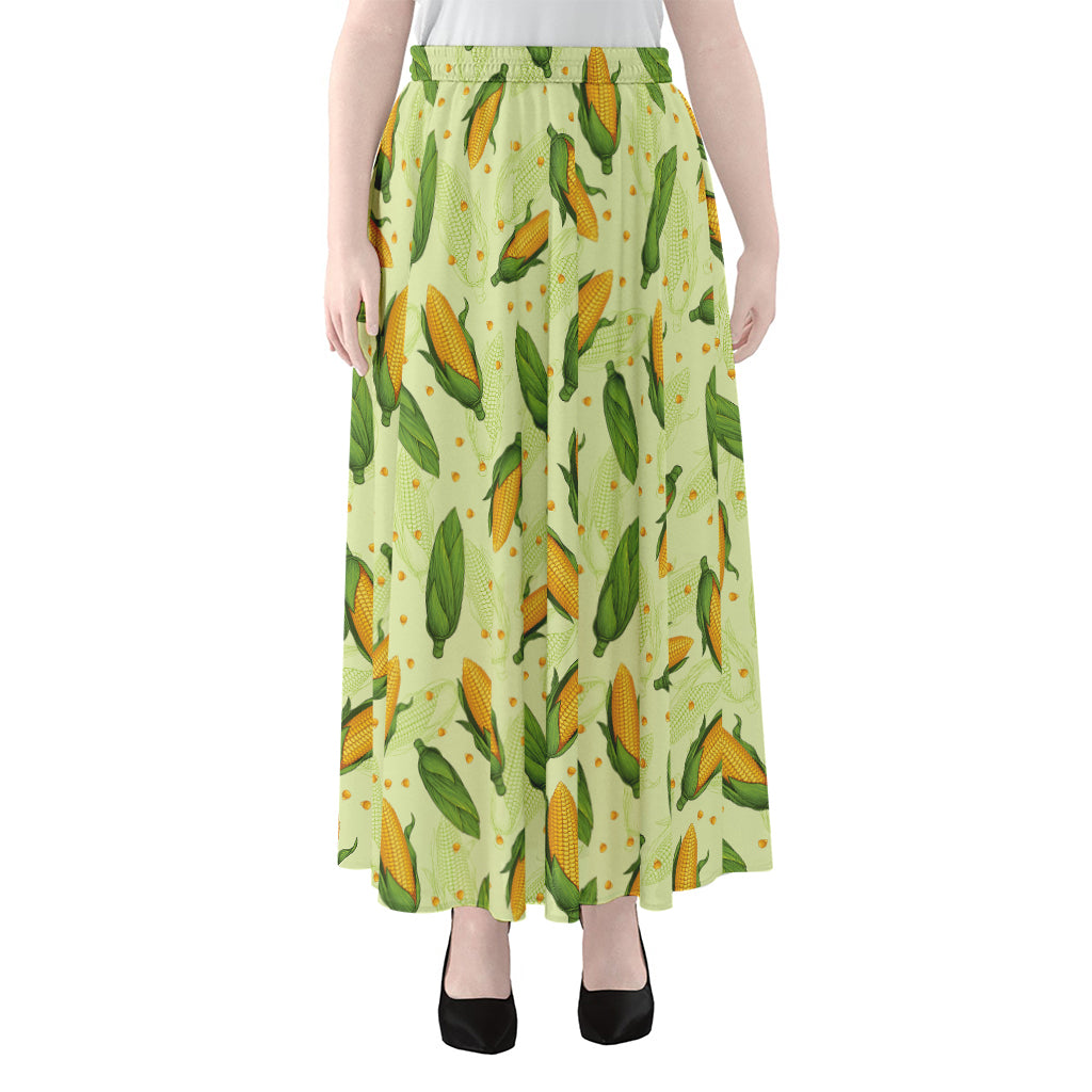 Corncob Pattern Print Chiffon Maxi Skirt