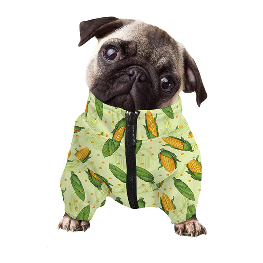 Corncob Pattern Print Dog Zip Up Jacket