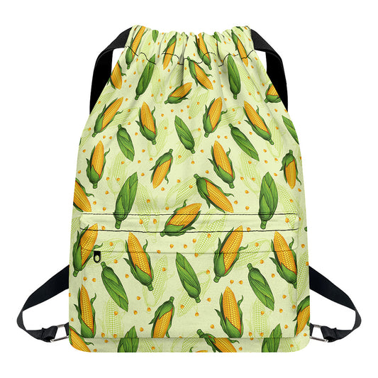 Corncob Pattern Print Drawstring Backpack