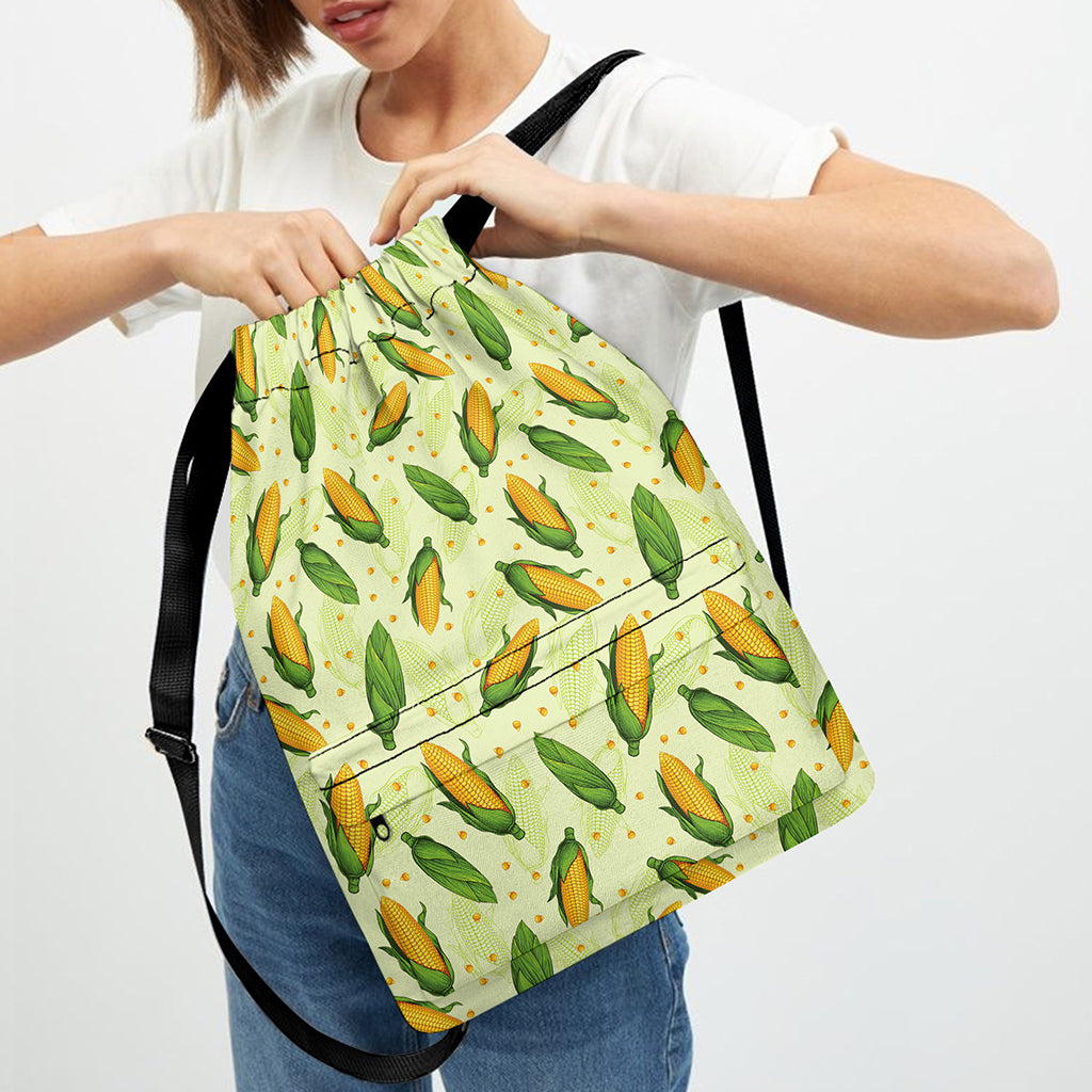 Corncob Pattern Print Drawstring Backpack
