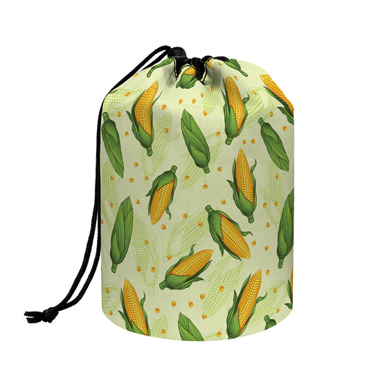 Corncob Pattern Print Drawstring Makeup Bag