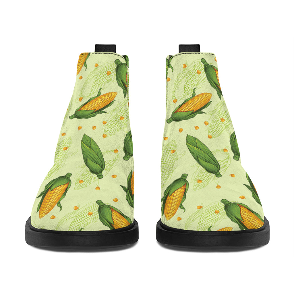 Corncob Pattern Print Flat Ankle Boots
