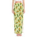 Corncob Pattern Print High Slit Maxi Skirt