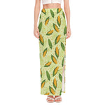 Corncob Pattern Print High Slit Maxi Skirt