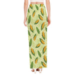 Corncob Pattern Print High Slit Maxi Skirt