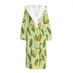 Corncob Pattern Print Hooded Bathrobe
