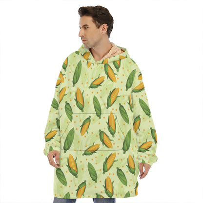 Corncob Pattern Print Hoodie Blanket