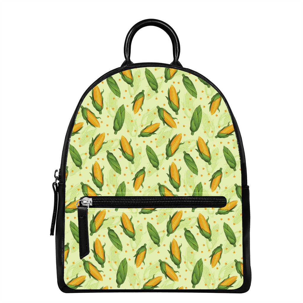 Corncob Pattern Print Leather Backpack