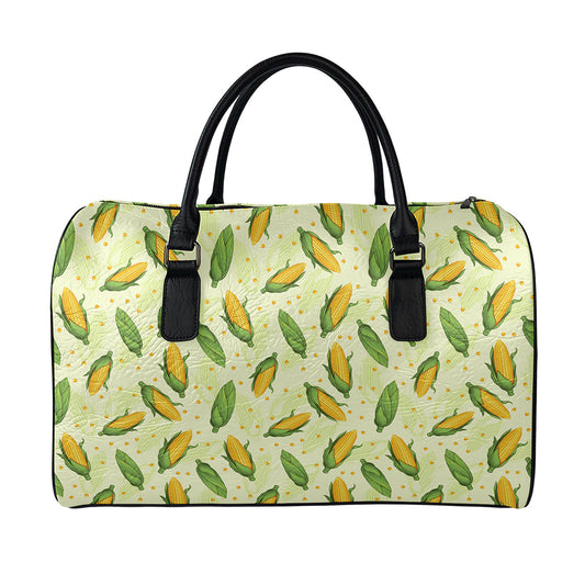 Corncob Pattern Print Leather Duffle Bag