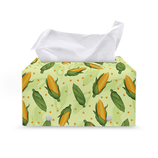 Corncob Pattern Print Leather Tissue Box Cover