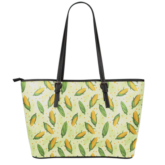Corncob Pattern Print Leather Tote Bag