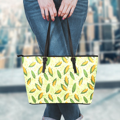 Corncob Pattern Print Leather Tote Bag