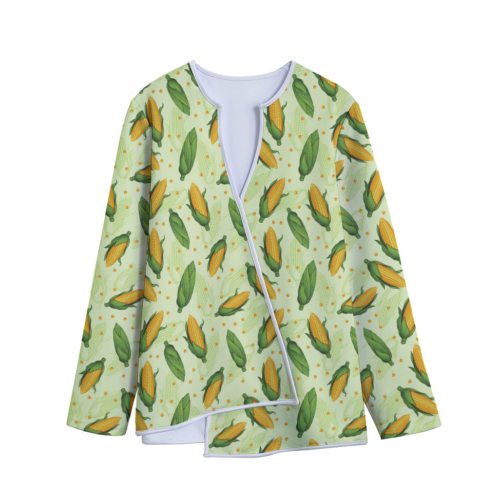 Corncob Pattern Print Long Sleeve Short Coat
