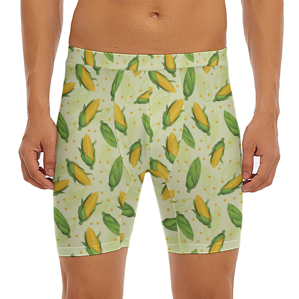 Corncob Pattern Print Men's Long Boxer Briefs