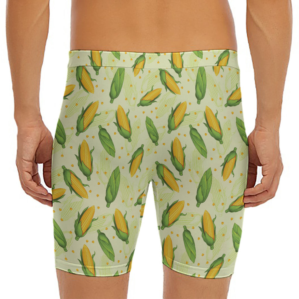 Corncob Pattern Print Men's Long Boxer Briefs
