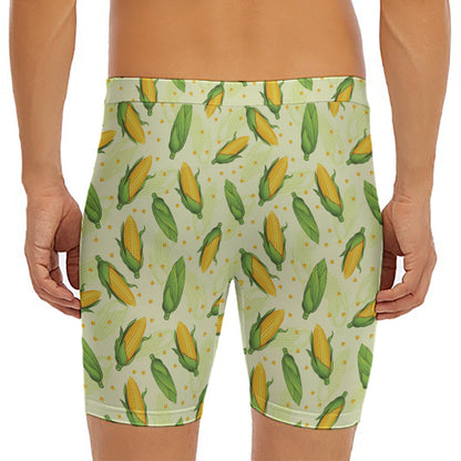 Corncob Pattern Print Men's Long Boxer Briefs