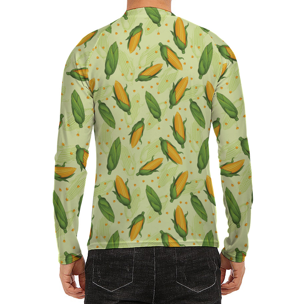 Corncob Pattern Print Men's Long Sleeve Rash Guard