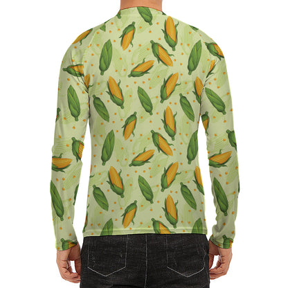 Corncob Pattern Print Men's Long Sleeve Rash Guard