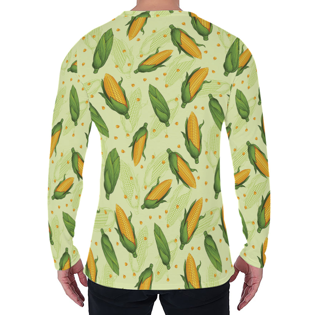 Corncob Pattern Print Men's Long Sleeve T-Shirt