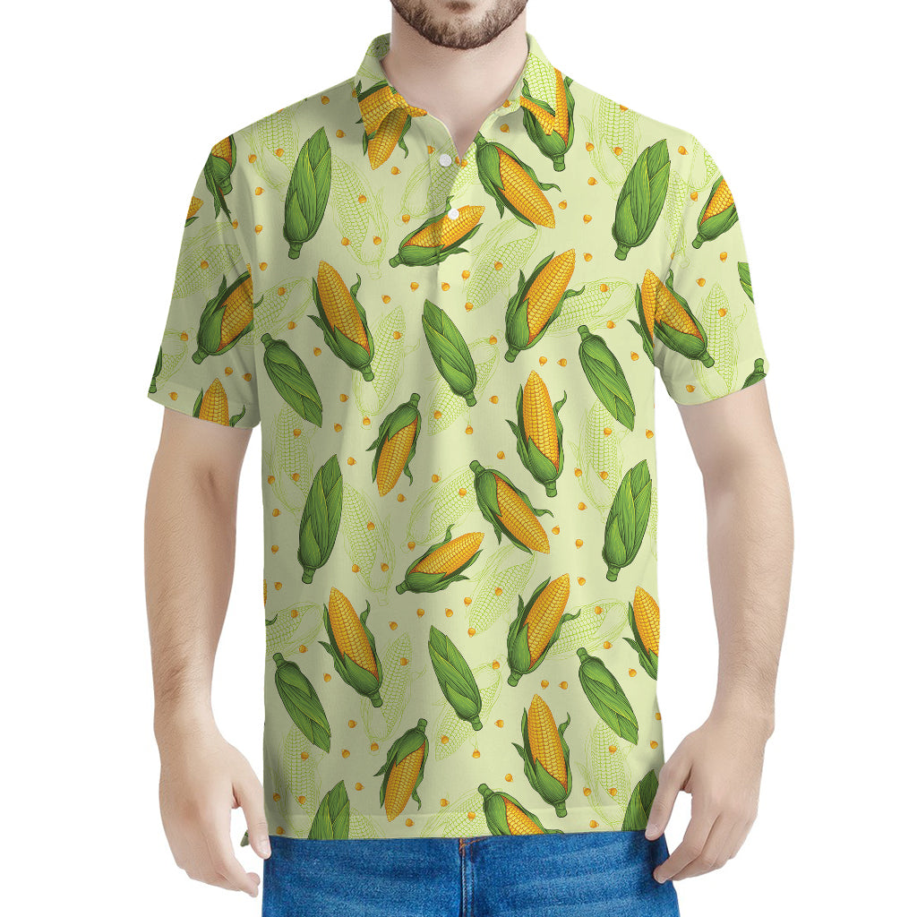 Corncob Pattern Print Men's Polo Shirt