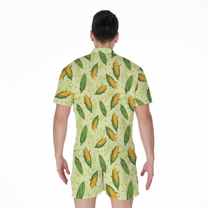 Corncob Pattern Print Men's Rompers