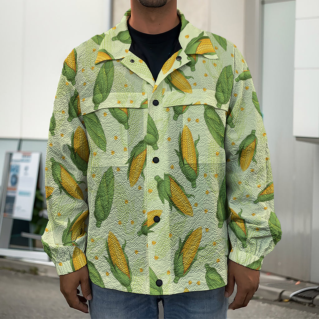 Corncob Pattern Print Men's Shirt Jacket